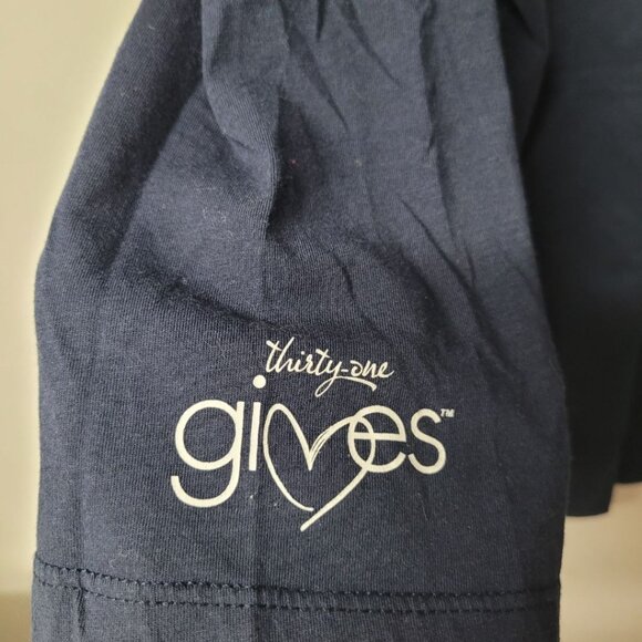 Be The Give Thirty-One Shirt Blue Heart Glitter Womens XL Bags Hostess Rep - Picture 5 of 7